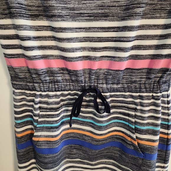 T by Talbots Sleeveless Striped Dress with Kangaroo pocket Size Small Petite - Picture 2 of 8